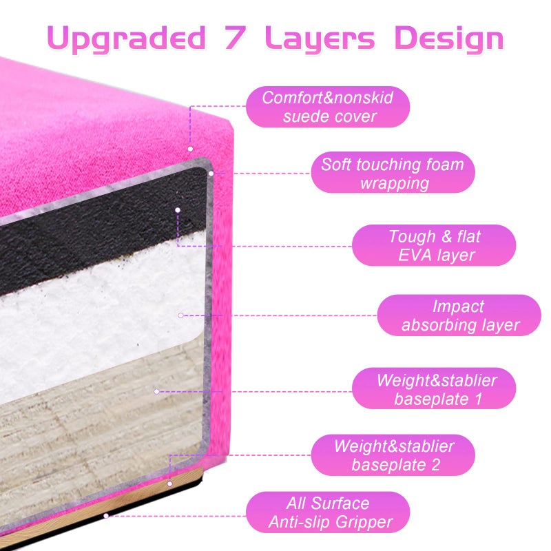 FC FUNCHEER 8FT شعاع توازن قابل للطي - شعاع أرضية الجمباز - معدات الجمباز - قاعدة مضادة للانزلاق - غلاف من الجلد المدبوغ - حقيبة حمل للأطفال/البالغين في المنزل ومركز الجمباز - Image 3